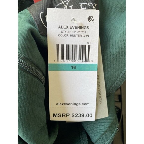 Alex Evenings Women's Size 16 Emerald Green Lace Gown Cap Sleeves - Picture 9 of 10